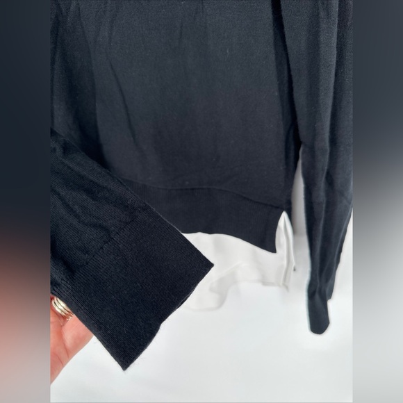 Ted Baker Long Sleeve Black Top with Rhinestone Collar size 2 - Picture 5 of 5